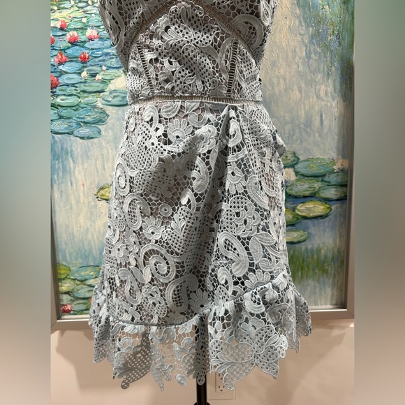Self-portrait size 2 mini blue lace dress - Picture 6 of 13
